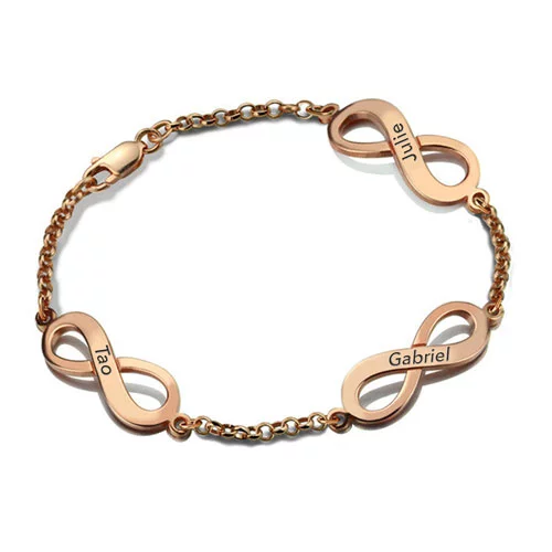 Bracelet Infini 3 pendentifs plaqué Or rose 18 carats disponible aussi en Argent Massif 925 - Plaqué or 18 carats dans notre magasin