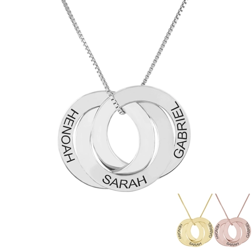 Collier 3 anneaux entrelacés à personnalise cadeau personnalisé bijou à graver avec 3 prénoms