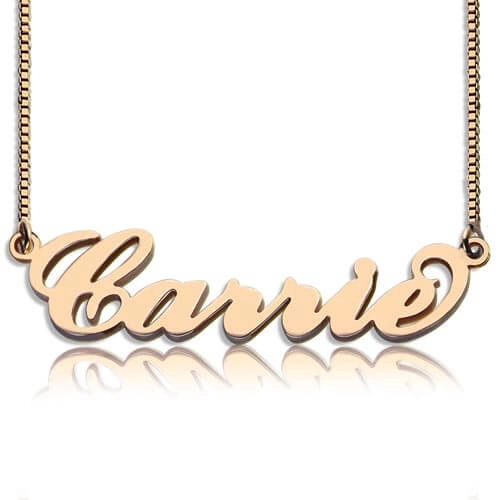 Collier prénom Carrie Bradshaw en plaqué Or rose 18 carats collier personnalisé