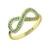 Bague prénom infini pierre de naissance à personnaliser en plaqué Or 18 carats