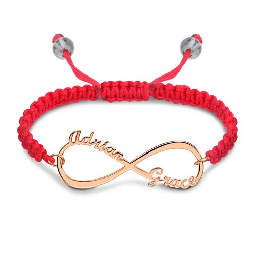 Magnifique bracelet d’amitié Infini à personnaliser en plaqué Or rose 18k • Disponible aussi en plaqué Or ou en Argent Massif 925
