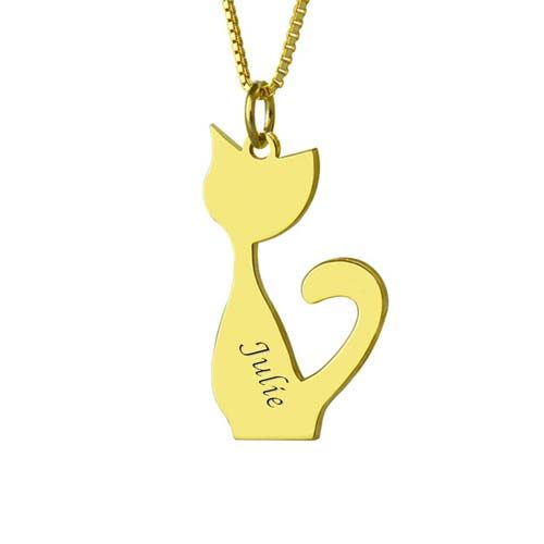 Collier prénom chat à personnaliser - By La boutique MAB - Argent - Plaqué or 