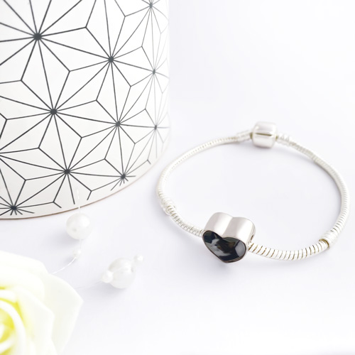 Charme Photo Personnalisé Cœur En Argent 925 - Gravure Possible, Compatible Bracelets/colliers Européens