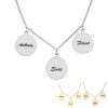 Collier avec 3 médailles personnalisés en argent bijou personnalisé à offrir pour un anniversaire la fête des mères ou la Saint Valentin