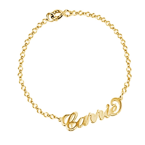 Bracelet personnalisé Carrie Bradshaw en plaqué Or 18 cartas bracelet prénom