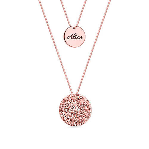 Collier double chaine personnalisé plaqué Or rose