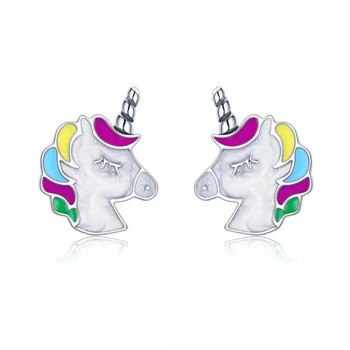 Boucles d'oreilles licorne en Argent massif le bijou fantaisie parfait à offrir à votre enfant ou à votre femme