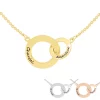 Collier 2 anneaux entrelacés personnalisés plaqué Or 18 carats et argent massif 925