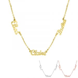 Collier personnalisé avec trois prénoms en or pour femme
