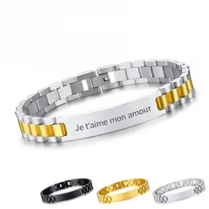 Bracelet homme personnalisé avec plaque gravée
