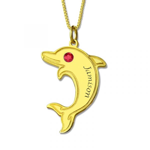 Collier dauphin personnalisé prénom plaqué Or 18 carats le cadeau parfait pour votre enfant