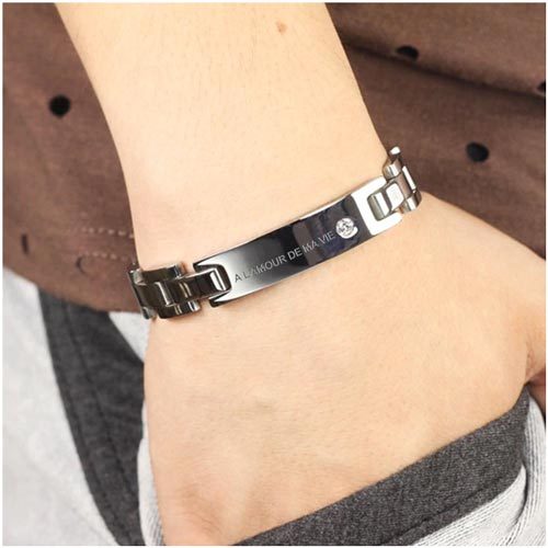 Bracelet Gourmette Luxe Pour Homme En Tungstène Céramique Aimanté - Neuf Avec étiquettes