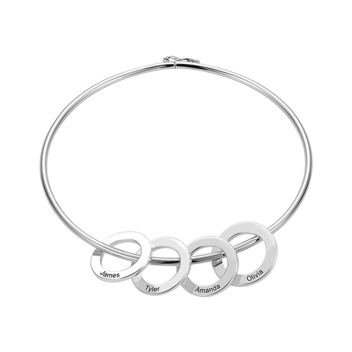 Bracelet pendentifs anneaux personnalisés en argent massif 925