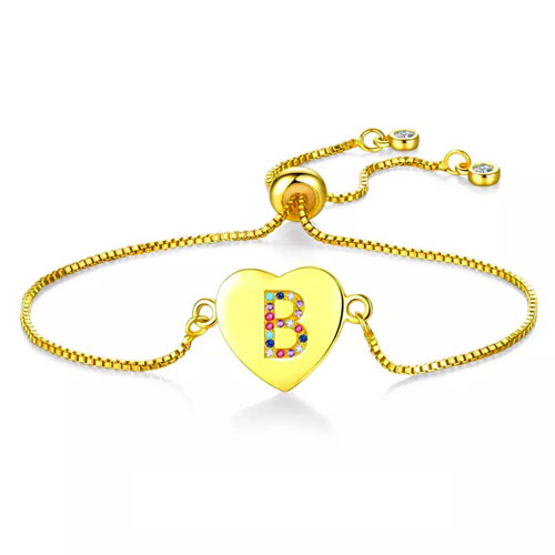Bracelet coeur initiale personnalisé un joli bracelet en forme de coeur en Or