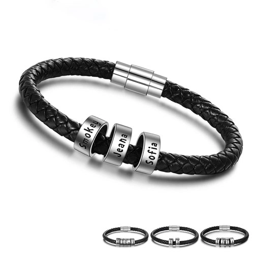 Bracelet tressé personnalisé homme un jolie bracelet en cuire à graver avec votre prénom