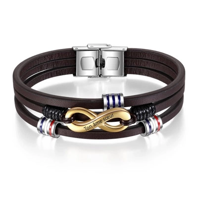 Bracelet Infini personnalisé pour homme - Les bijoux de Mélanie