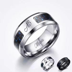 Bague homme gravée personnalisée en acier inoxydable