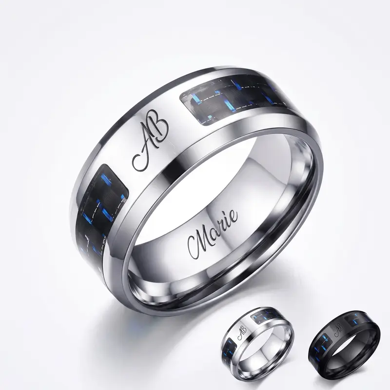 Bague homme gravée personnalisée en acier inoxydable - Les Bijoux de Mélanie