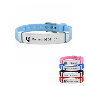 Bracelet enfant personnalisé avec numéro de téléphone