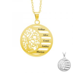 Collier arbre de vie avec prénoms personnalisés