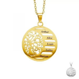 Collier arbre de vie avec prénoms personnalisés