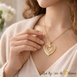 Collier cœur personnalisés avec trois prénoms - Pour femme - Les Bijoux de Mélanie