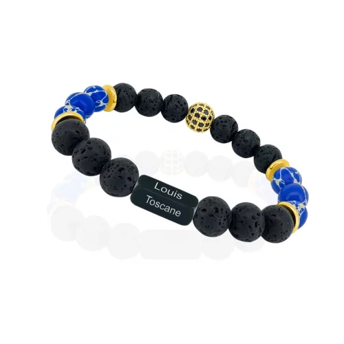 Bracelet pierre de lave howlite bleue personnalisé bijou personnalisable avec inscription