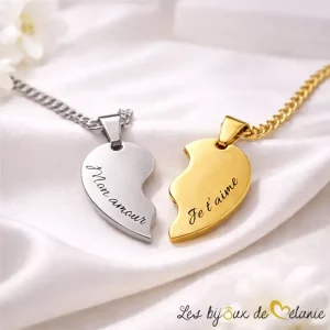Colliers puzzle cœur personnalisé argent et or - Les bijoux de Mélanie