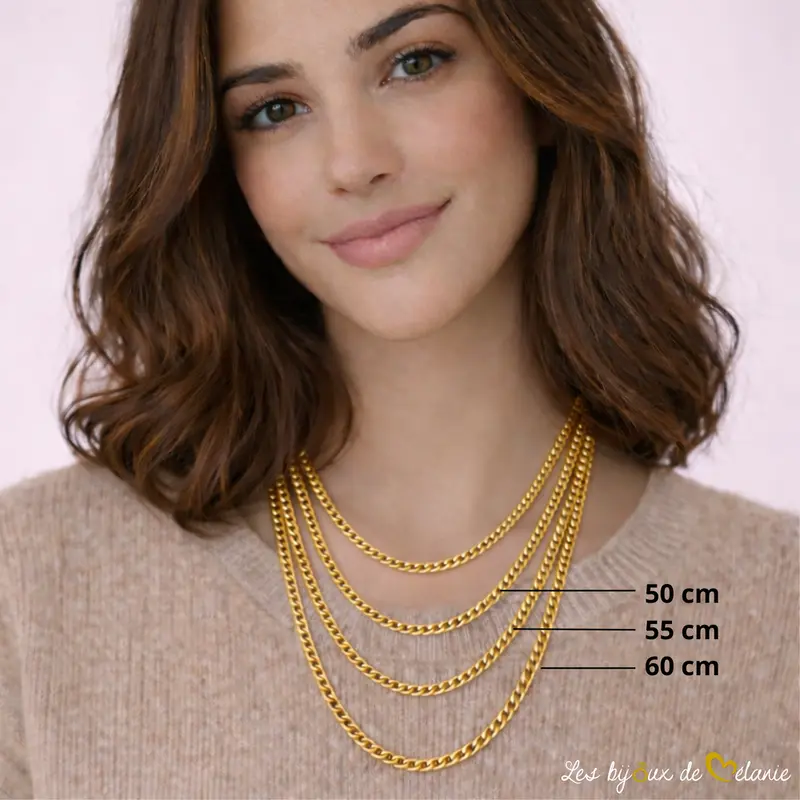 Longueurs collier Chaîne Femme en Acier Inoxydable Maille gourmette - Les Bijoux de Mélanie