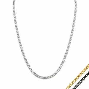 Collier Chaîne Homme en Acier Inoxydable – Maille Gourmette Cuba Cubaine – 50, 55, 60 cm