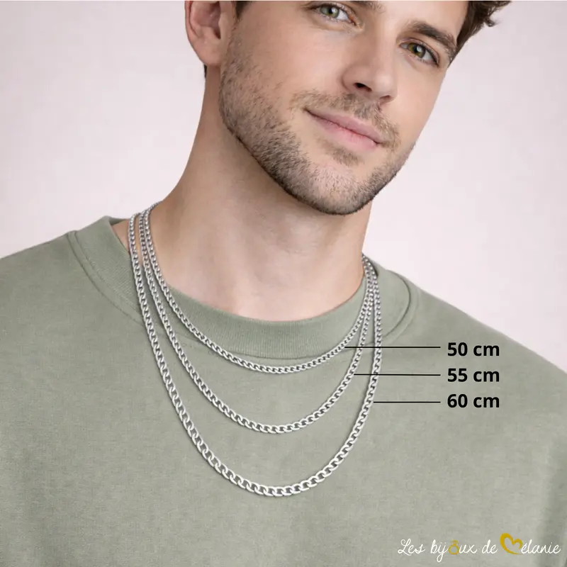 Longueurs collier Chaîne Homme en Acier Inoxydable Maille gourmette - Les Bijoux de Mélanie