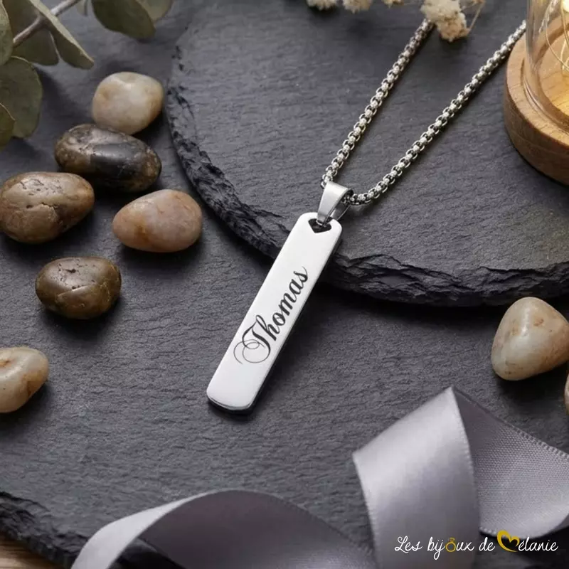 Collier acier inoxydable gravé et personnalisé - Les Bijoux de Mélanie