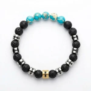 Bracelet personnalisé pierre de lave – 9 prénoms