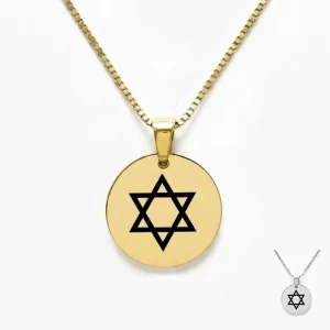 Collier Étoile de David en Acier Inoxydable – Gravure Personnalisée Recto-Verso et Fabrication Française
