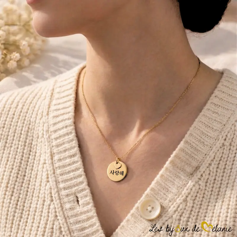 Collier Prénom Cœur Coréen Personnalisé - Pour femme - Les Bijoux de Mélanie