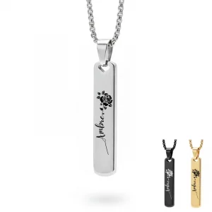 Collier prénom personnalisé rose – Votre Porte-Bonheur Personnalisé en Acier Inoxydable – Atelier Français