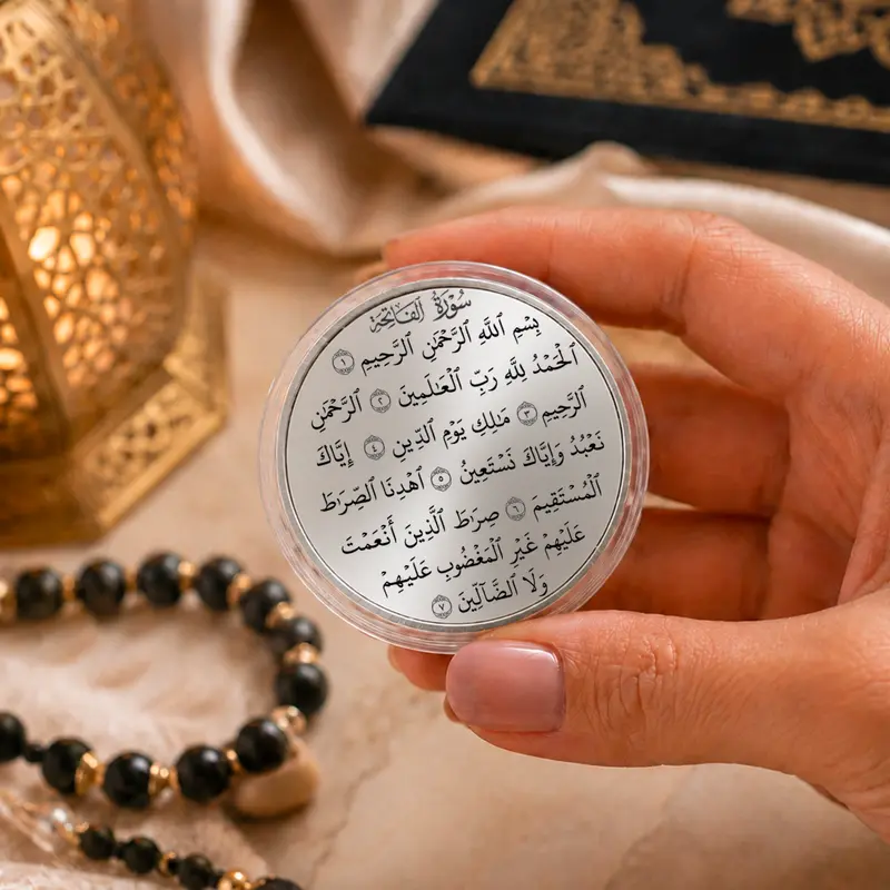 Pièce argentée Sourate Al-Fatiha- Gravée - Les Bijoux de Mélanie
