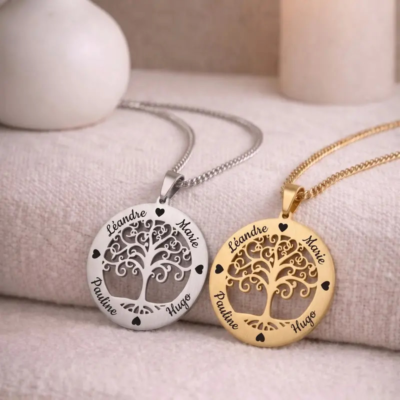 Collier arbre de vie gravé - cadeau pour maman - Les Bijoux de Mélanie